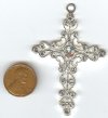 1 64x46mm Silver Plated Fancy Cross with Rhinestone Pendant